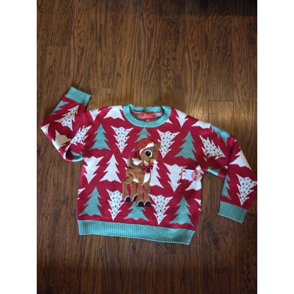 NWT cute Rudolph The Red-Nosed Reindeer Sweater XL Christmas Knit unisex ugly - Picture 3 of 11